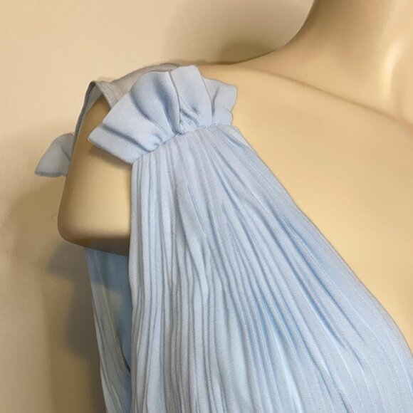 Mac DUGGAL Powder Blue Pleated Chiffon Sleeveless V-Neck - Picture 8 of 9